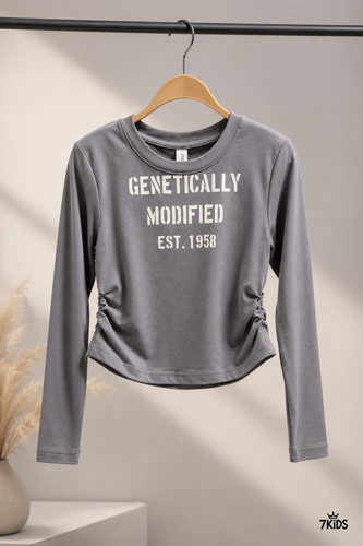 کراپ آستین بلند دخترانه مدل Genetically Modified | استایل جذب - رنگ توسی تیره
