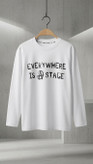بلوز اورسایز مناسب فصل بهار و پاییز - "Everywhere Is A Stage" - رنگ سفید