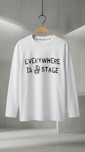 بلوز اورسایز مناسب فصل بهار و پاییز - "Everywhere Is A Stage" - رنگ سفید